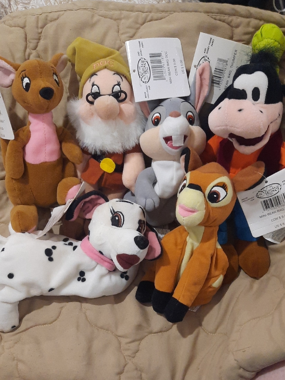 Disney Plush Set - Brown, White, Gray, Pink, Orange, Black Characters